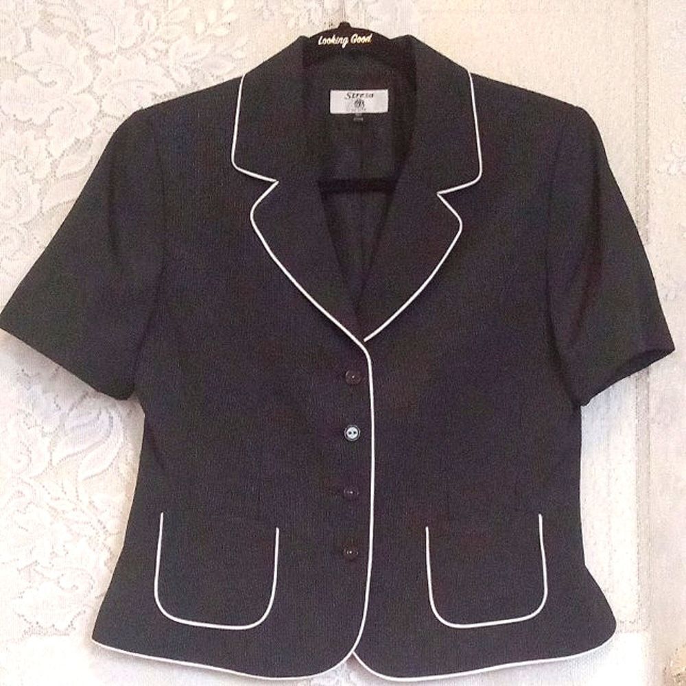 The Sak Women's Black Blazer with White Trim